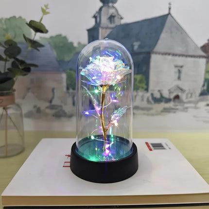 LED Rose Glass Dome Light with Elegant Design | Romantic Home Decor for Soft Illumination and Gift Giving