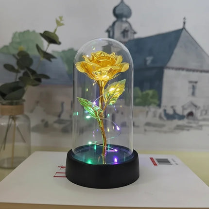 LED Rose Glass Dome Light with Elegant Design | Romantic Home Decor for Soft Illumination and Gift Giving