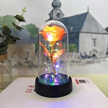 LED Rose Glass Dome Light with Elegant Design | Romantic Home Decor for Soft Illumination and Gift Giving