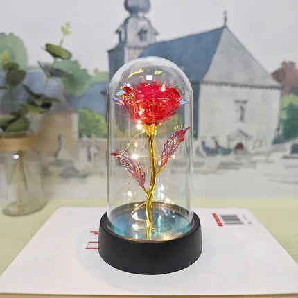 LED Rose Glass Dome Light with Elegant Design | Romantic Home Decor for Soft Illumination and Gift Giving