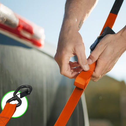Retractable Ratchet Straps Cargo Tie Down Set with Heavy Duty Hooks | 20 ft Extension for Secure Transport and Storage