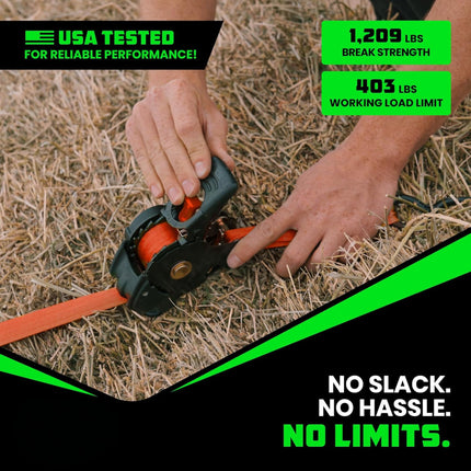 Retractable Ratchet Straps Cargo Tie Down Set with Heavy Duty Hooks | 20 ft Extension for Secure Transport and Storage