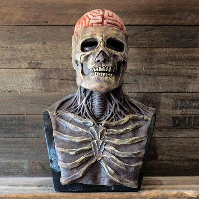 Scary Halloween Masks for Adults, Realistic Skeleton Skull Mask with Brains, Scary Mask in Latex for Parties