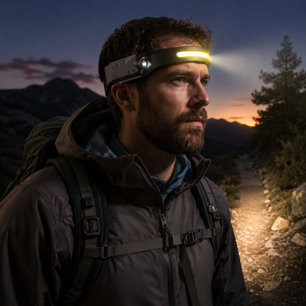 Rechargeable LED Headlamp with Adjustable Strap | Lightweight Hands-Free Lighting for Outdoor Activities