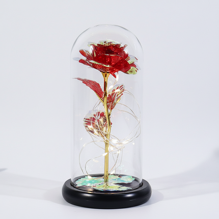 Mother's Day Rose Figure Display with Glass Dome & LED Lights | Elegant Gift Decoration for Lasting Appreciation