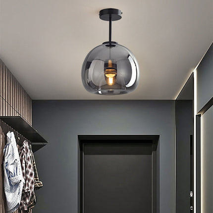 Vintage Bubble Glass Ceiling Light Pendant with Amber Shade | Retro Design for Elegant Home Ambience