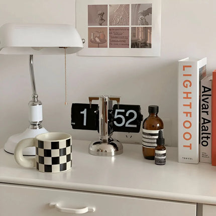 Retro Flip Clock with Silent Automatic Mechanism | Minimalist Desk Design for Clear Time Display 0