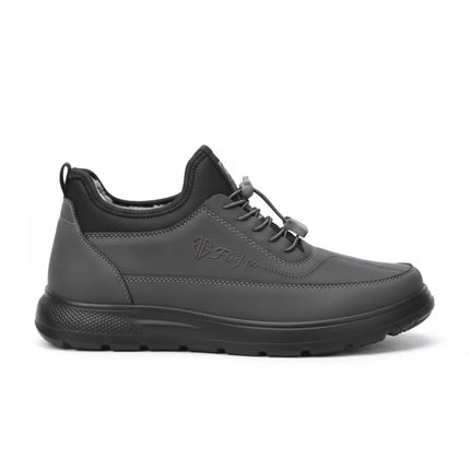 Mens Sneakers for Winter, Water Repellent Padded Sneakers with Plush Lining and Elastic Laces