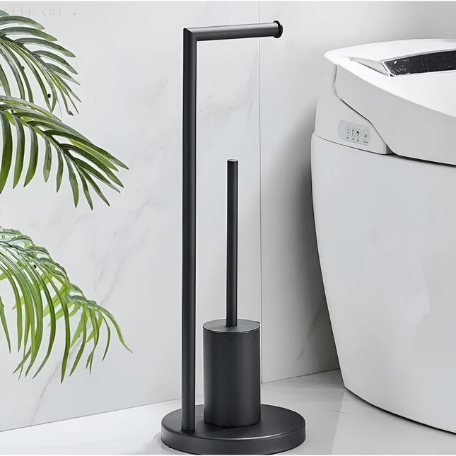 Toilet Paper Holder with Toilet Brush, Bathroom Accessories, Space Saving Bathroom Organizer for Toilet Paper Storage