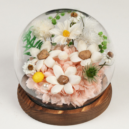 Preserved Flower Dome with LED Light for Mother's Day | Elegant Indoor Decoration and Gift Display