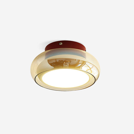 Retro Glass Flush Mount Ceiling Light with Integrated LED | Space-Saving Illumination for Bedrooms and Living Areas
