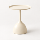 Living Room Side Table, Round End Table with Metal Pedestal, Modern Bedside Table for Small Spaces_01