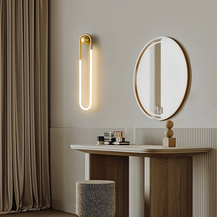 Modern LED Wall Light with Warm Ambient Glow | Brass & Black Minimalist Design for Contemporary Interiors