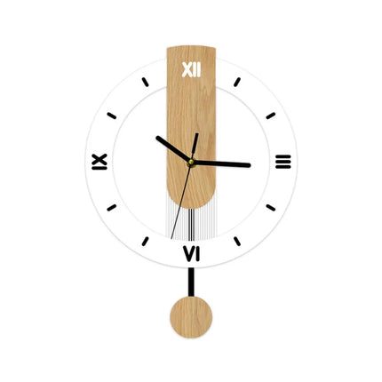 Minimalist Pendulum Wall Clock with Silent Quartz Movement | Modern Acrylic and Wood Design for Calming Elegance