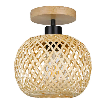 Bamboo Ceiling Lamp with Handwoven Design | Eco-Friendly LED Fixture for Warm Ambient Lighting