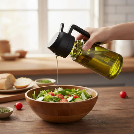 Glass Oil Dispenser Bottle with Easy Control Sprayer | Versatile Kitchen Tool for Olive Oil, Vinegar, and Sauces