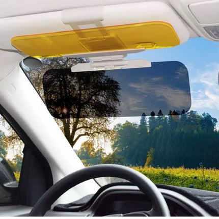 Anti-Glare Car Sun Visor Extender with Clip-On Mount, Amber Shade for Day and Night Driving Visibility