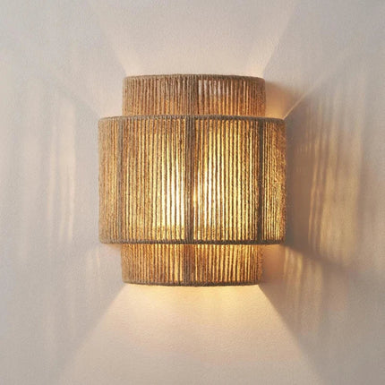 Handwoven Rattan Wall Lamp with Soft Ambient Lighting | Organic Coastal Style for Warm Home Décor