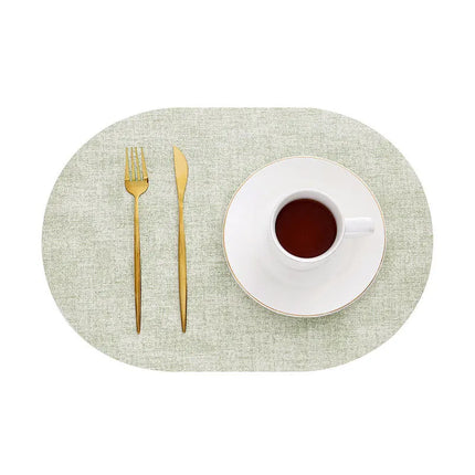 Oval Faux Leather Placemats with Heat Resistance & Non-Slip Surface | Stylish Table Protectors for Dining and Coffee Tables