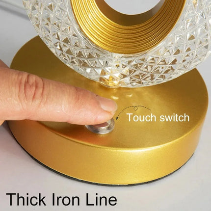 3D Crystal LED Night Light with Touch Control Dimming | Portable USB Rechargeable Lamp for Home Decor