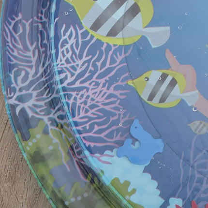 Interactive Cat Water Sensory Play Mat with Sealed Water Layer and Floating Fish, 2 Underwater Styles