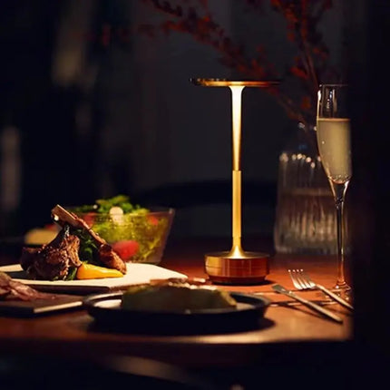 Rechargeable LED Table Lamp with Touch Control Dimming | Elegant Aluminium Design for Warm Ambient Light