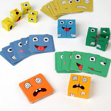 Face Matching Cube Game with Expression Cards for Family Game Night, Fast Paced Speed Matching Game for Kids