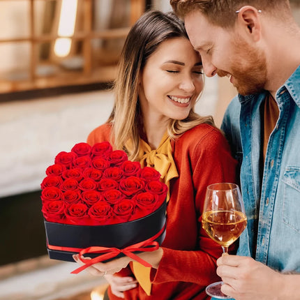 Artificial Flower Rose Box in Heart Shape for Lasting Indoor Decor | Elegant Gift for Mother's Day and Special Occasions