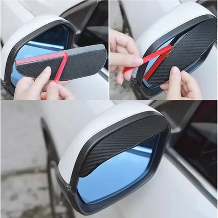 Car Mirror Rain Guard Visor with Peel and Stick Adhesive Backing for Side Mirrors, No Tools Needed to Fit