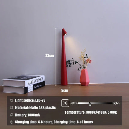 LED Table Lamp with Touch Dimming & USB Rechargeable Battery | Modern Minimalist Lighting for Home Decor