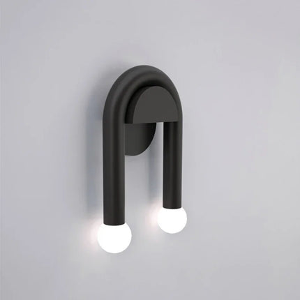 Modern Wall Light with Sculptural Arch Design | Matte Black Iron & Frosted Glass for Warm Ambient Glow
