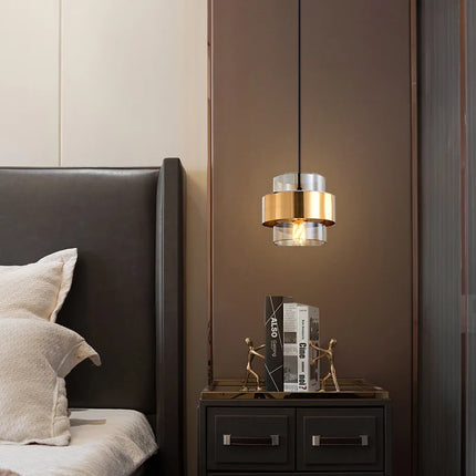 Nordic Glass Pendant Light with Adjustable Height | Modern Brass & Smoked Glass for Soft Ambient Glow