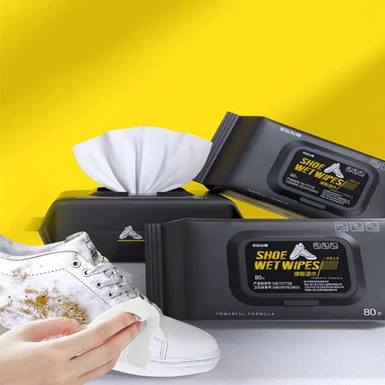 Shoe Cleaning Wet Wipes with Quick-Dry Formula | 80 Count Pack for Spotless Footwear