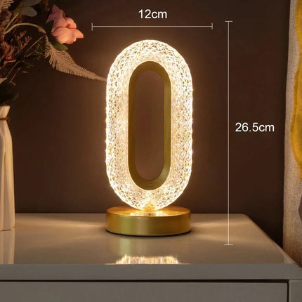 3D Crystal LED Night Light with Touch Control Dimming | Portable USB Rechargeable Lamp for Home Decor
