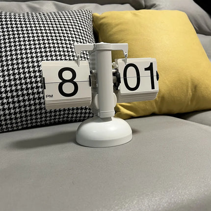 Automatic Page Turning Clock, Decorative Desk and Shelf Timepiece in Black or White with Optional Metal Foot Stand