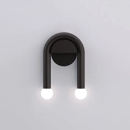 Modern Wall Light with Sculptural Arch Design | Matte Black Iron & Frosted Glass for Warm Ambient Glow