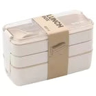 Lunch Box for Adults and Kids, 3 Tier Stackable Bento Box with Spoon and Fork, Eco Friendly Wheat Straw Lunch Containers_00