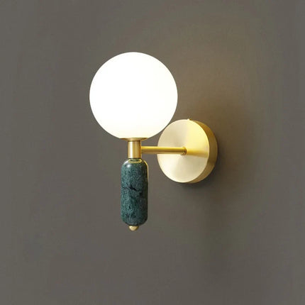 Marble and Glass Wall Lamp with Frosted Globe Diffuser | Luxurious Ambient Lighting for Modern Interiors
