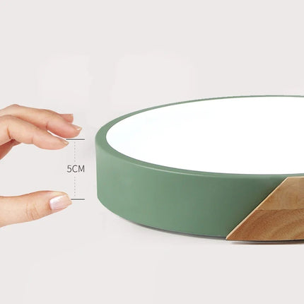 Modern LED Ceiling Light with Natural Wood Accents | Versatile Dimming Options for Warm Atmosphere