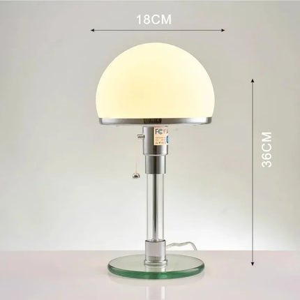 Bauhaus Table Lamp with Frosted Glass Dome and Chrome Base | Modern Designer Lighting for Bedroom and Living Room