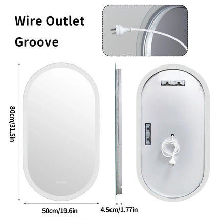 Oval LED Bathroom Mirror with Anti-Fog & Dimmable Lighting | Modern Wall-Mounted Design for Clear Reflections