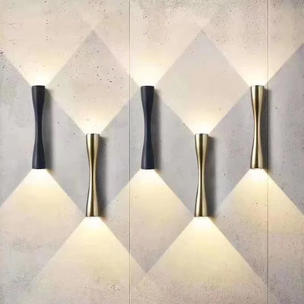 Gold Wall Light with Up & Down Illumination | Nordic Design for Indoor and Outdoor Sophistication