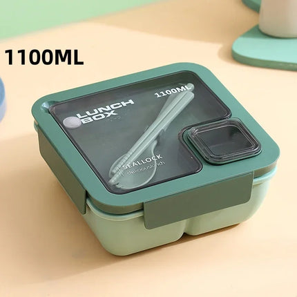 Leak-Proof Bento Lunch Box with Built-in Cutlery | Microwave & Dishwasher Safe for School and Office Meals