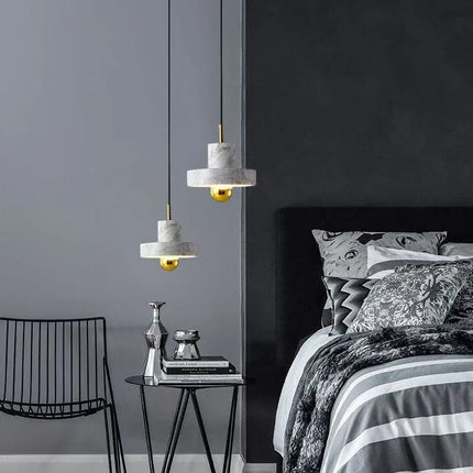 Natural Marble Pendant Lamp with Sculptural Design | Unique Postmodern Lighting for Luxurious Ambiance