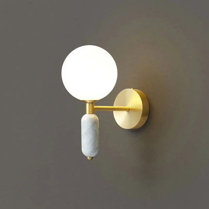 Marble and Glass Wall Lamp with Frosted Globe Diffuser | Luxurious Ambient Lighting for Modern Interiors