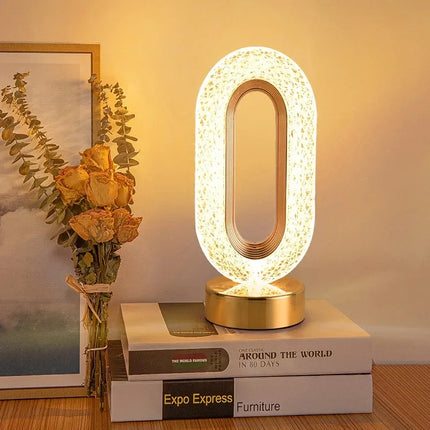 3D Crystal LED Night Light with Touch Control Dimming | Portable USB Rechargeable Lamp for Home Decor