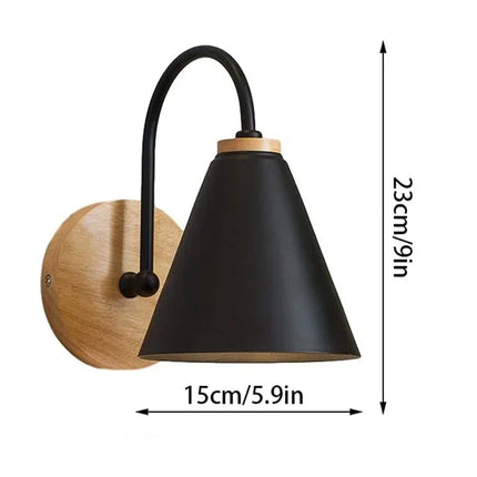 Nordic Wall Light with Solid Wood & Iron Design | Soft Illumination for Bedrooms and Living Spaces