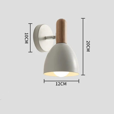 Nordic Wooden Wall Lamp with Adjustable 360° Head | Stylish Lighting for Bedroom or Office