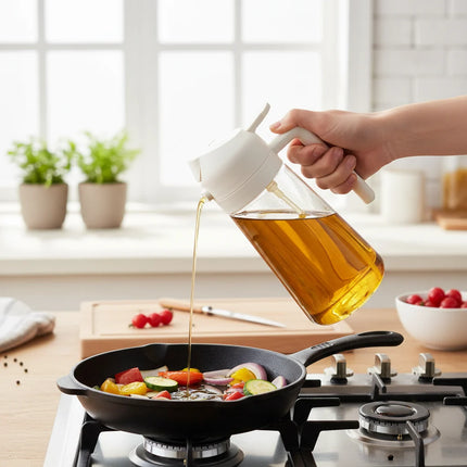 Glass Oil Dispenser Bottle with Easy Control Sprayer | Versatile Kitchen Tool for Olive Oil, Vinegar, and Sauces