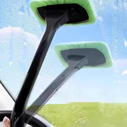 Microfiber Windshield Cleaner Tool with Extra-Long Handle | Streak-Free Shine for Safe Driving